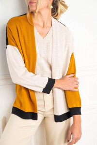 Cardigan Color Block Caramelo