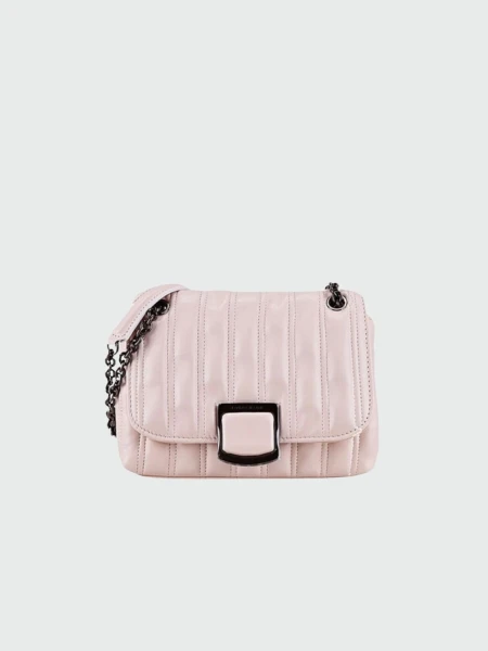 Longchamp -Cartera de cuero con solapa, Brioche Rosado