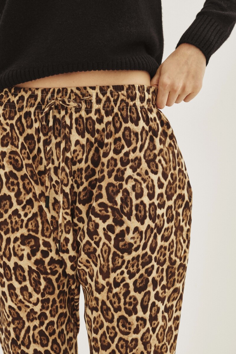 Pantalon Porter Leopard Marron