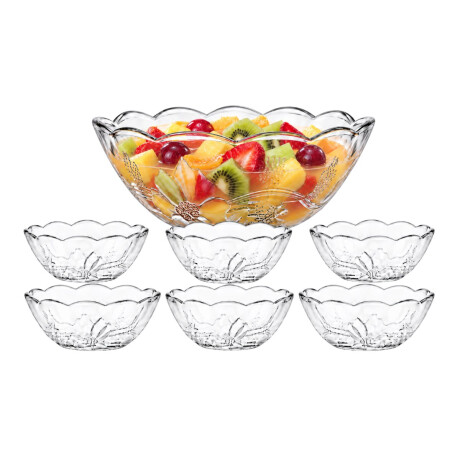 Set de 7 bowls de vidrio labrado Set de 7 bowls de vidrio labrado