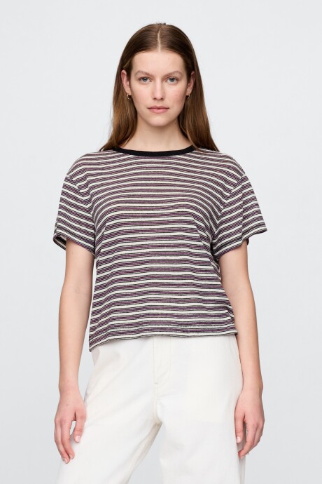 Remera De Lino Editor Mujer Chino Multi Stripe