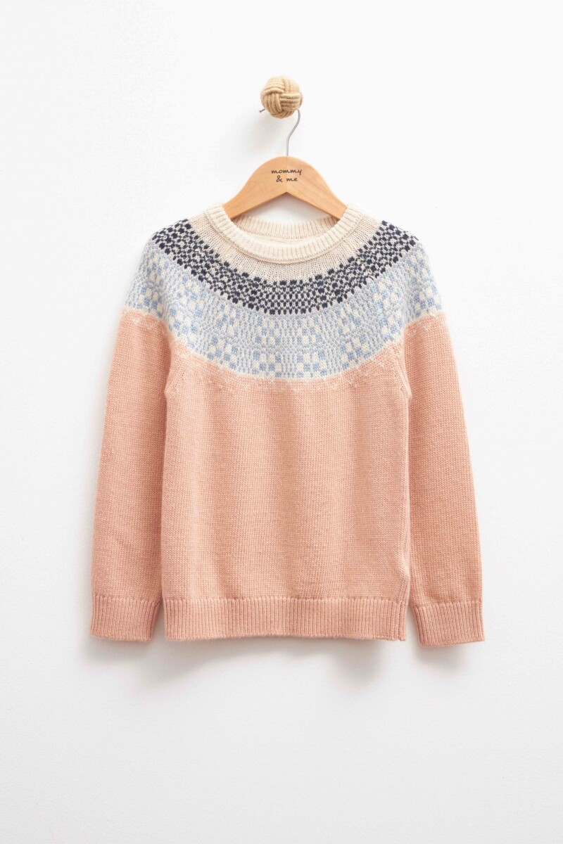 Sweater con jacquard bariloche - NIÑA - rosa pastel 