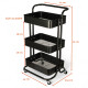 Carrito Rack Multiusos Organizador 3 Estantes 100% Metal Negro