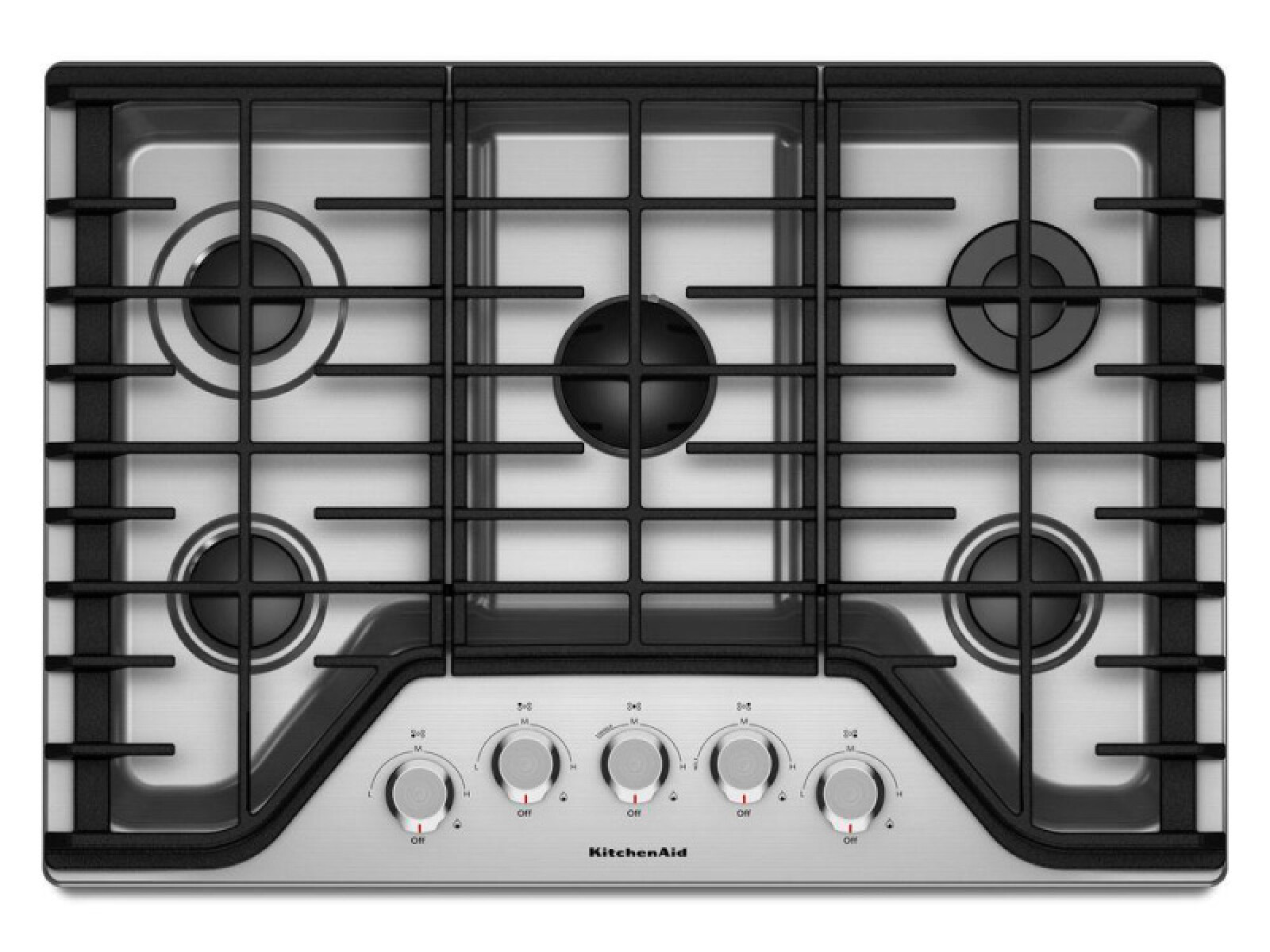ESTUFA EMPOTRABLE KITCHEN-AID, 30"-76CM, 5 QUEMADORES, A GAS 