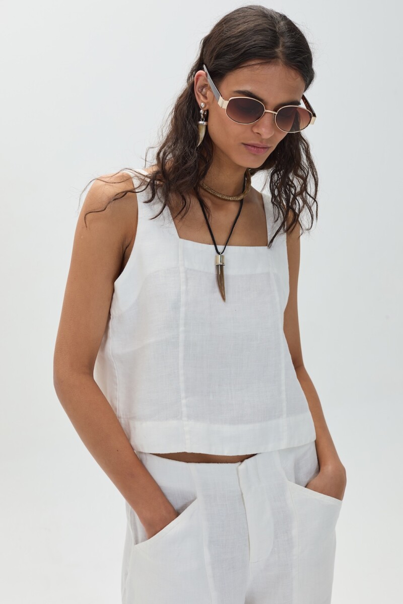 Top Mei en Lino Off-White