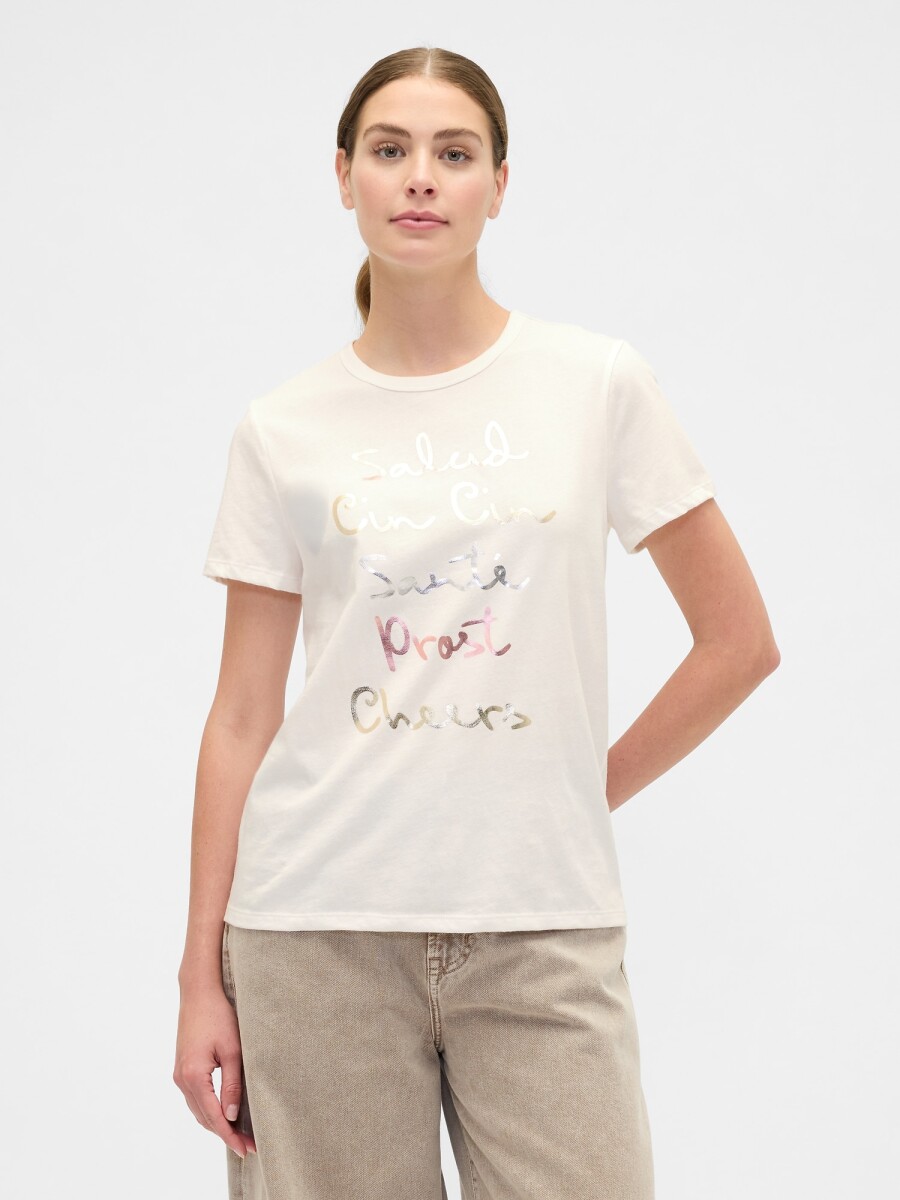 Remera Gràfico Manga Corta Mujer - New Off White 