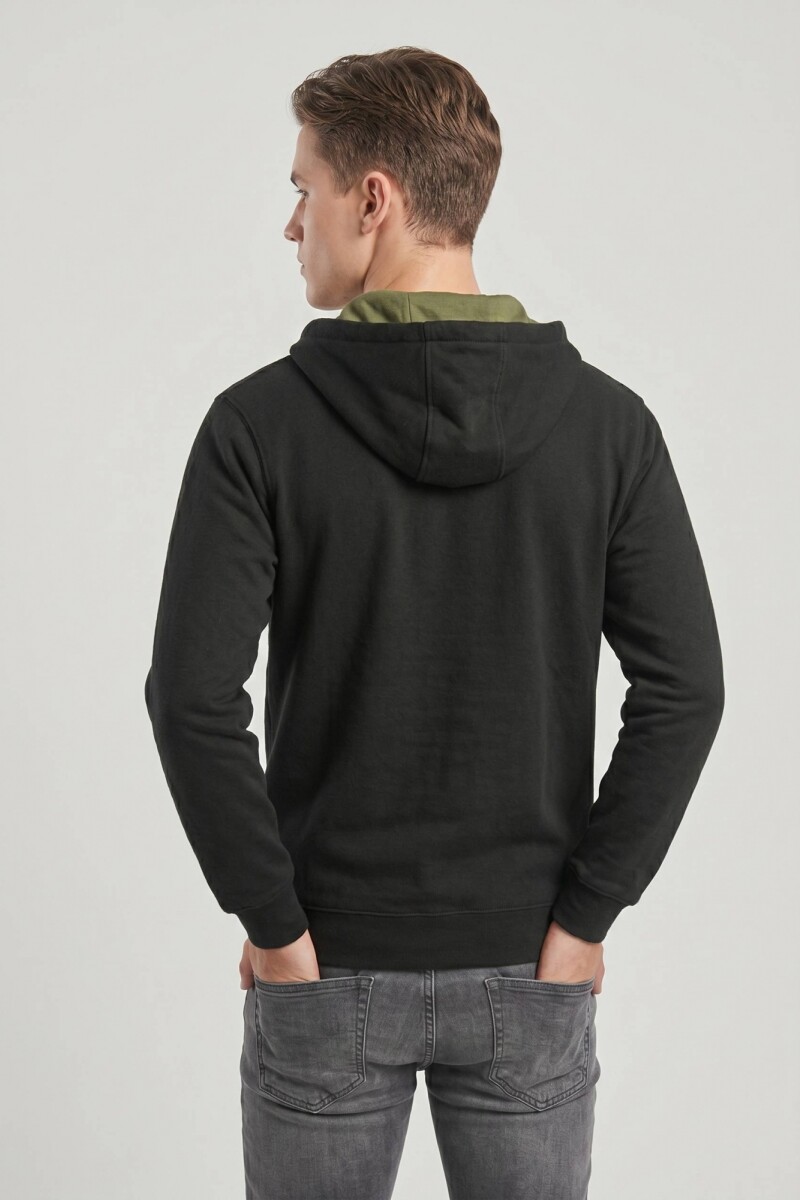 Campera deportiva clásica con capucha - UNISEX NEGRO