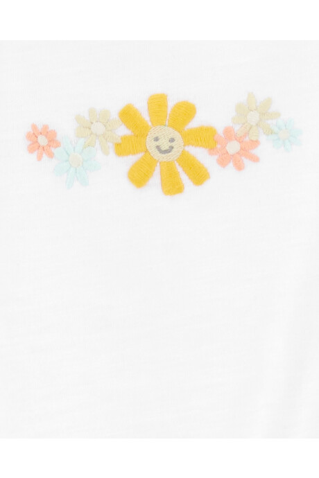 Blusa de algodón, con bordado floral Sin color