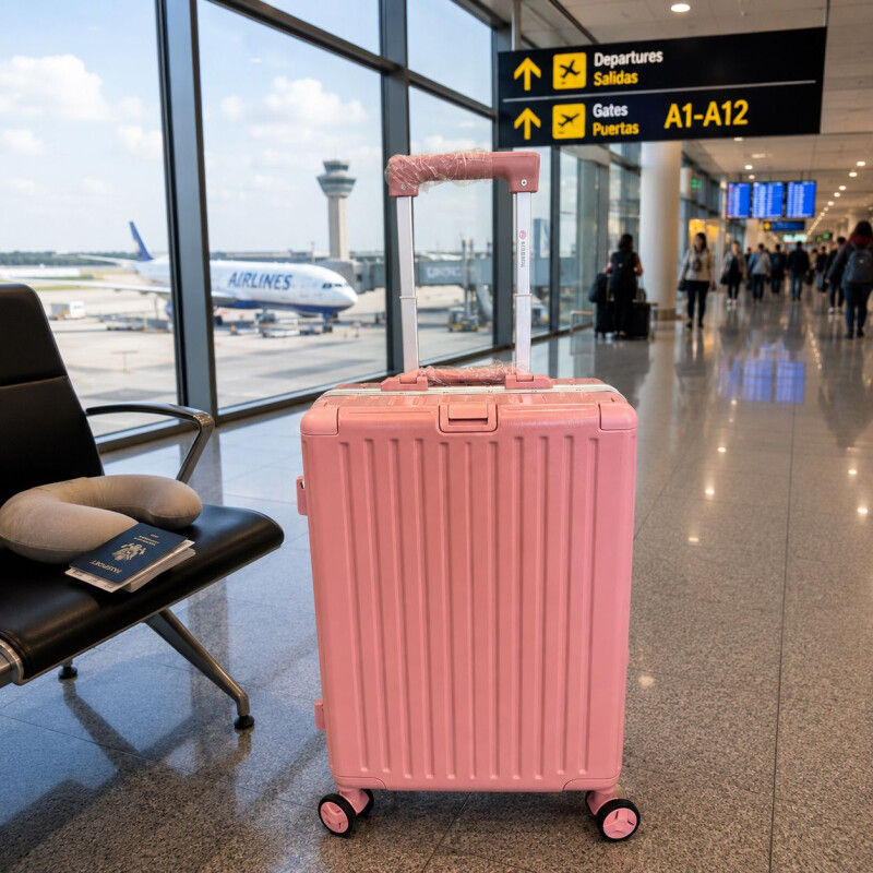 Valija Rígida de Policarbonato con Ruedas 20' (Carry On) Rosa