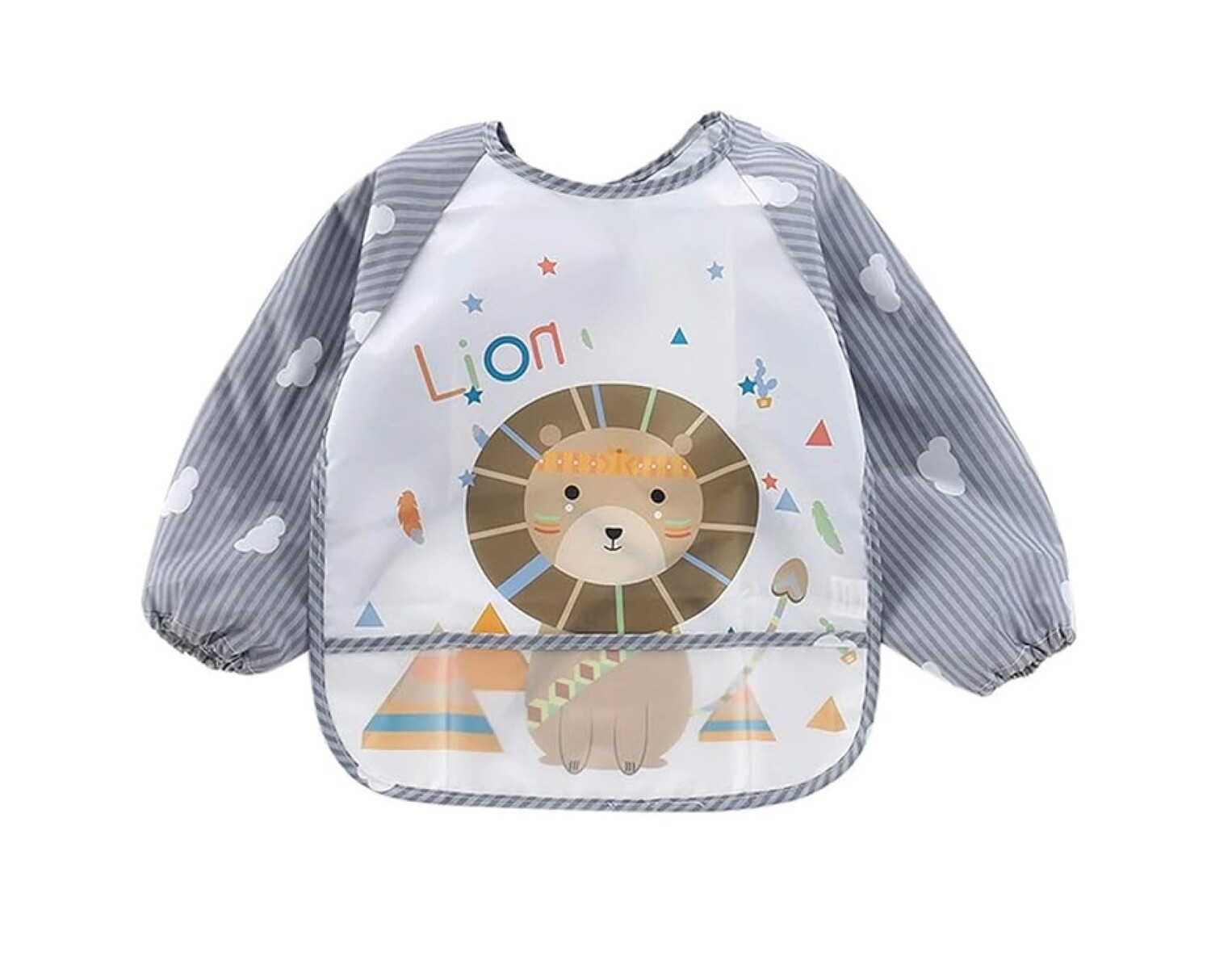 Babero con manga Little Ones - leon gris 