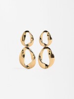 Pendientes Largos De Aros Irregulares dorado