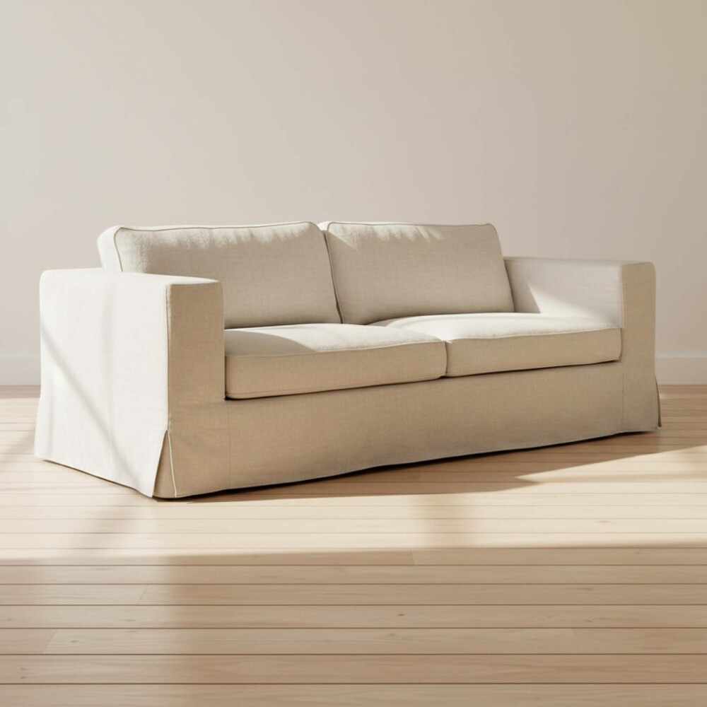 SOFÁ CON FUNDA DESMONTTABLE 3 CUERPOS TELA-Y-MADERA NATURAL-BEIGE CHARLIE NATURAL