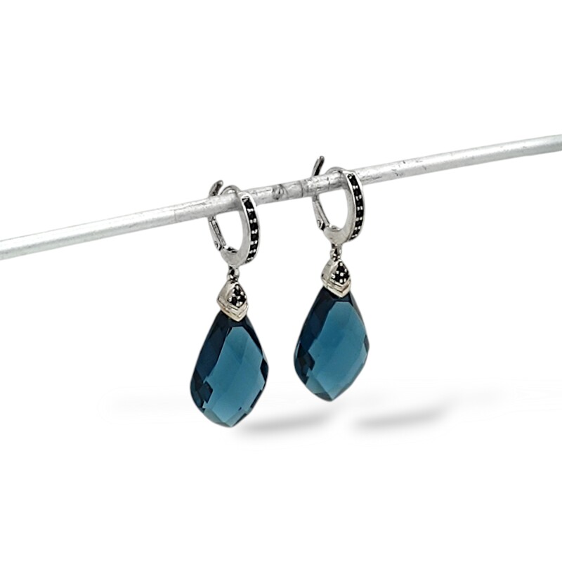 Caravanas colgantes Gotas de Cuarzo azul- Plata 925 - Cuarzo azul -CA3926 conpiedra