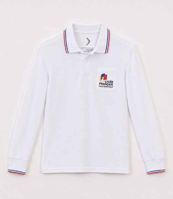Remera Polo manga larga Liceo Francés Blanco