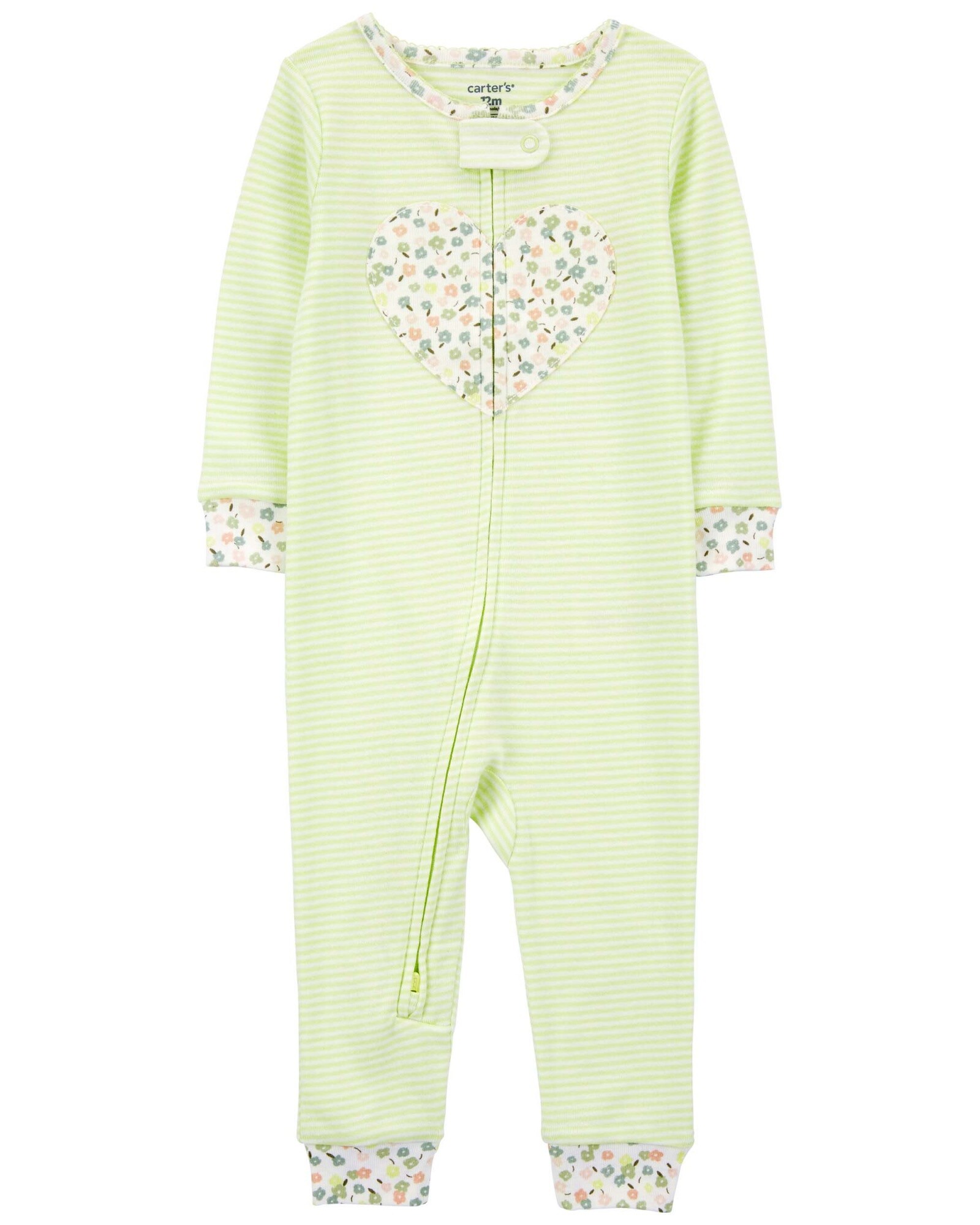 Pijama una pieza de algodón, estampa corazón Sin color
