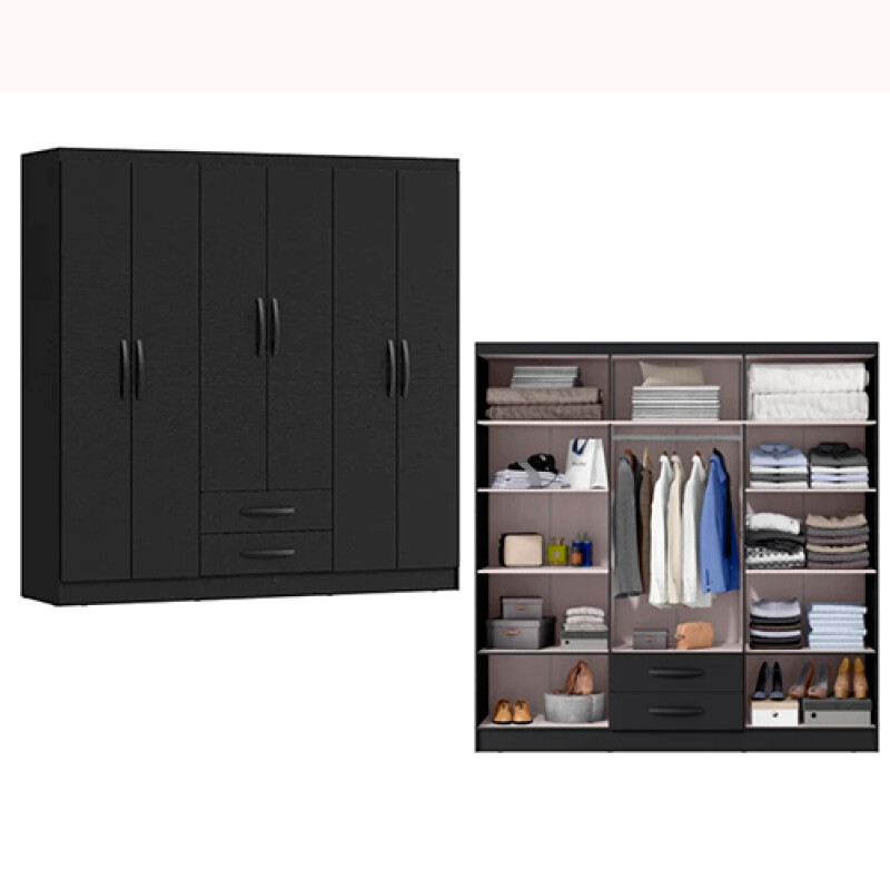 PLACARD NAPOLI 606- 6 Puertas + 2 Cajones - BL / Ng Sin color