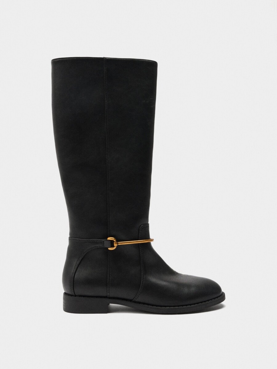 Botas Altas Con Detalle Metálico negro