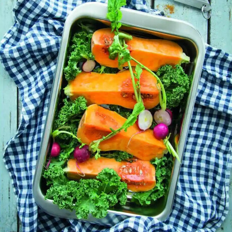 Asadera con asas móviles. De acero inoxidable 400 x 280 x 56 mm Lacor Asadera con asas móviles. De acero inoxidable 400 x 280 x 56 mm Lacor