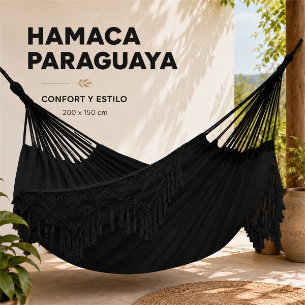 Hamaca Paraguaya Silla Colgante Reforzada Jardín Bolso Color Negro