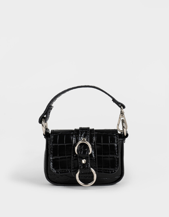 Monederos Monedero Formato Bolso Croco - Negro