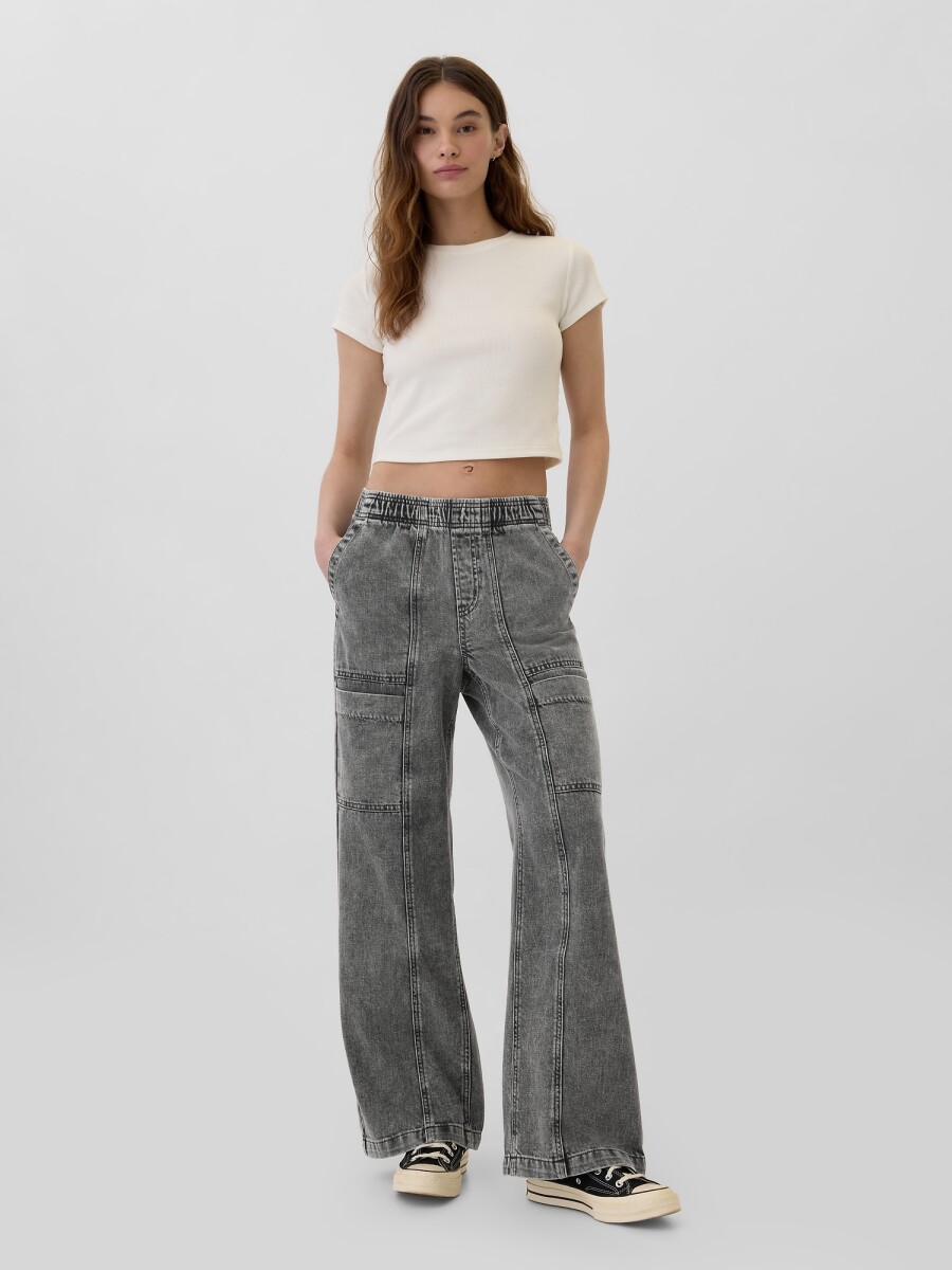 Jean Wide Leg Con Elàstico Utility Mujer - Black Wash 