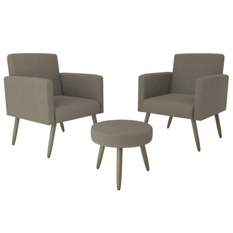 Conjunto 2 Poltronas + Puff Dallas Chumbo Conjunto 2 Poltronas + Puff Dallas Chumbo