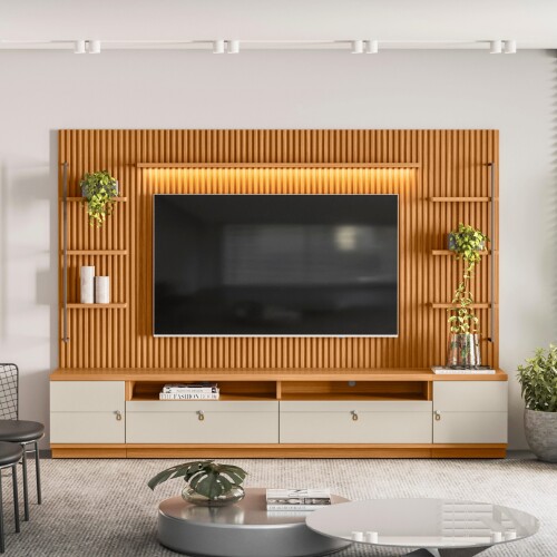 Modular para Tv Ouro Rack + Panel 2 Laterales Modular para Tv Ouro Rack + Panel 2 Laterales