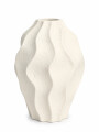 FLORERO DE CERAMICA ONDAS BLANCO.