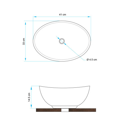 Bacha Ovalada De Loza Roja Esmaltada De Apoyo 41X33X14.5 000