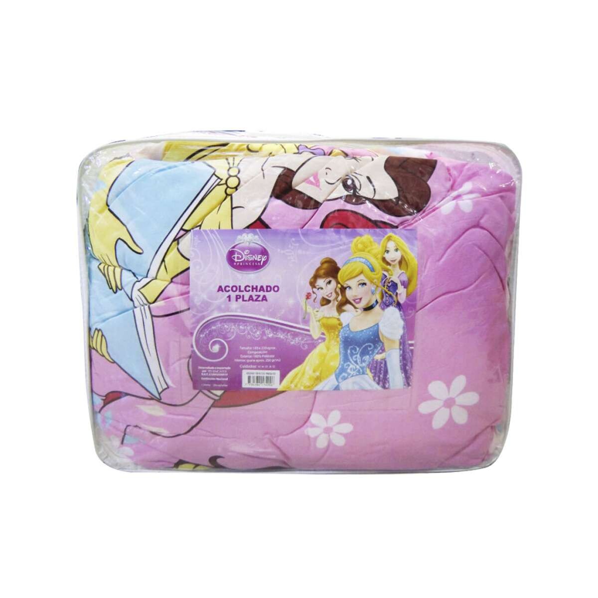 Acolchado Infantil Las Princesas Disney 1 Plaza 100% Microfibra - 3 Princesas 