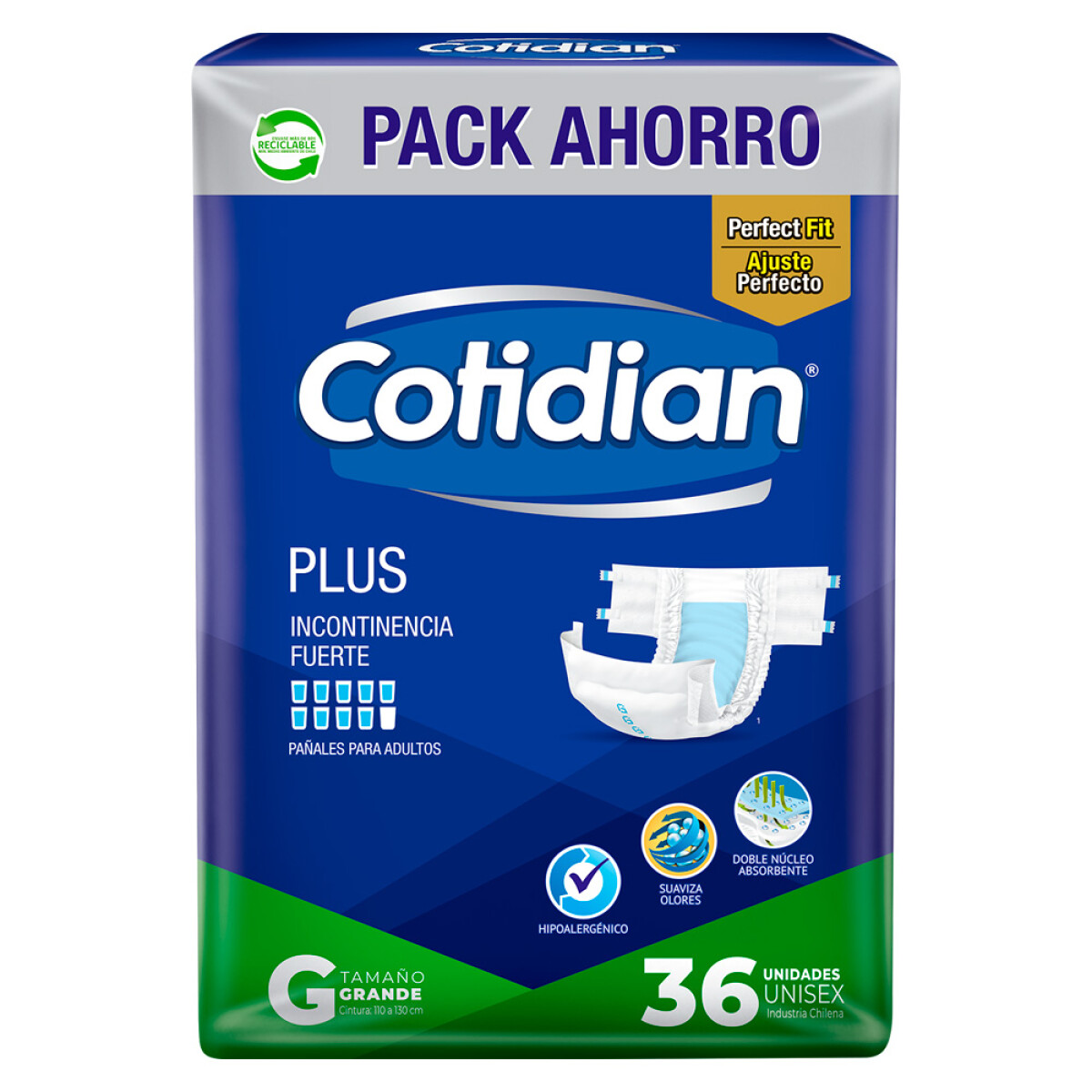 Pañales Cotidian Plus Talle G 36 Uds. 