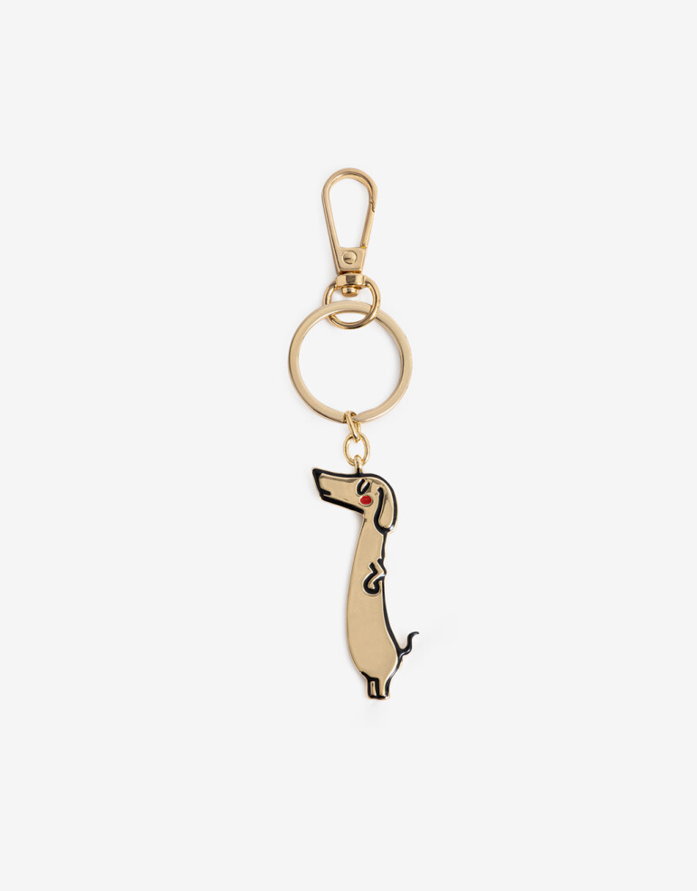Llavero Metal Llavero Y Bag Charm Perro Salchicha - Combinacion Bicolor