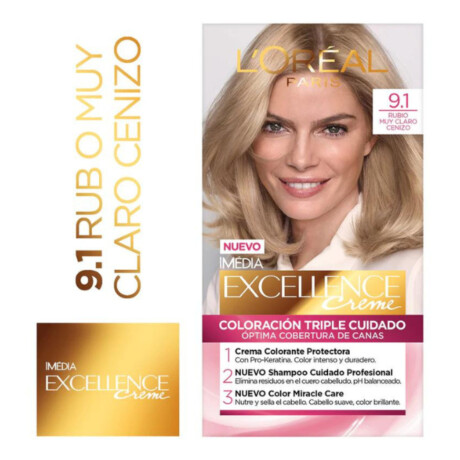 Tinta L'Oréal Paris Excellence Creme N°9.1 Rubio Claro Cenizo Tinta L'Oréal Paris Excellence Creme N°9.1 Rubio Claro Cenizo