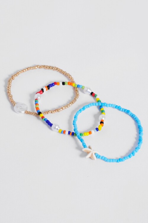 Pulsera mostacillas triple multicolor