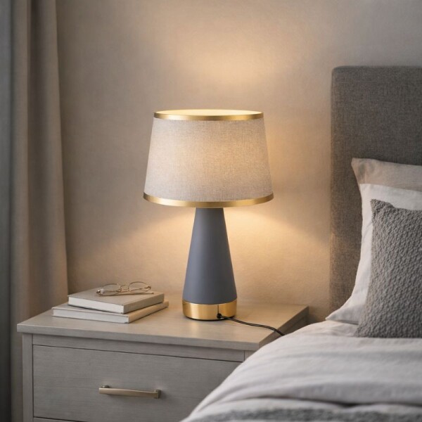 LAMPARA PORTATIL - GRIS/DORADO LAMPARA PORTATIL - GRIS/DORADO