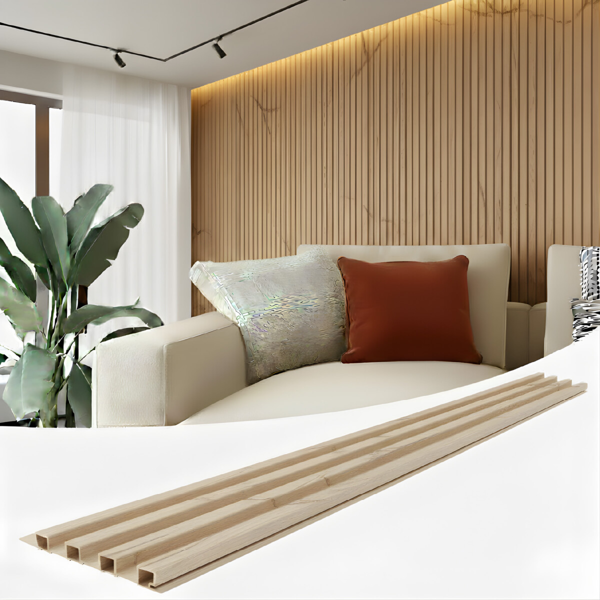 Pack x50 Wpc Simil Madera Wall Panel Lambrin 2.90x16.7 - Color Marrón Madera 6 