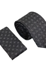 Corbata con Pañuelo GRIS OSCURO