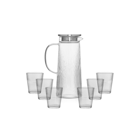 Set de 6 vasos y botella de vidrio 700ml Transparente