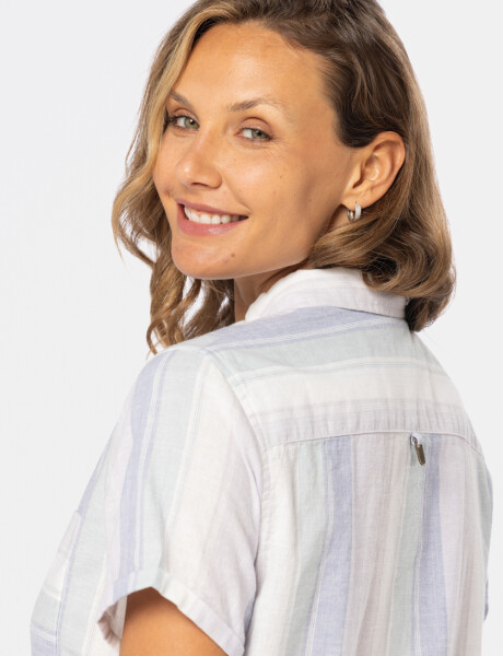 CAMISA DE LINO MEDIO BOTÓN Lila