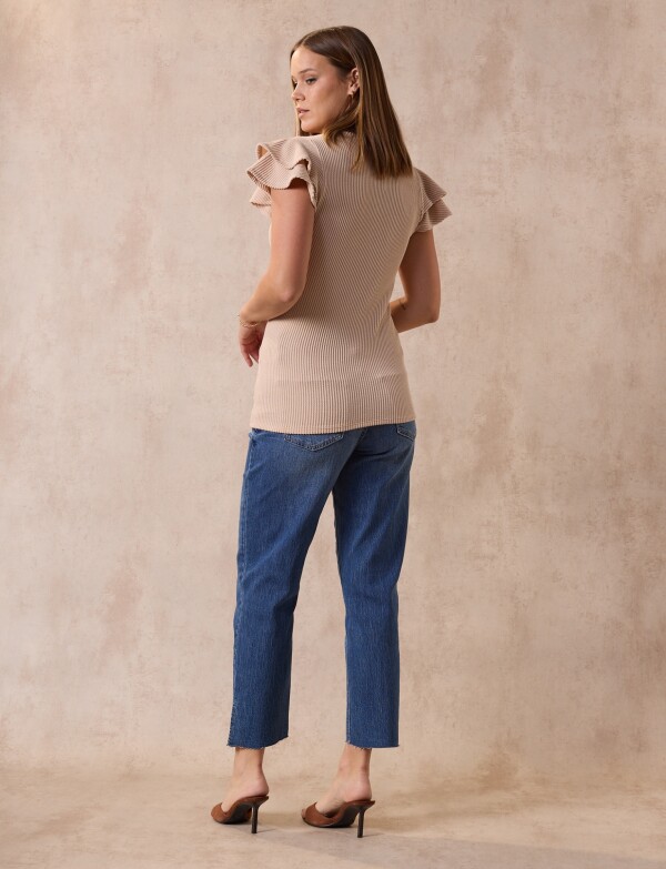 Remera Manga Volados BEIGE