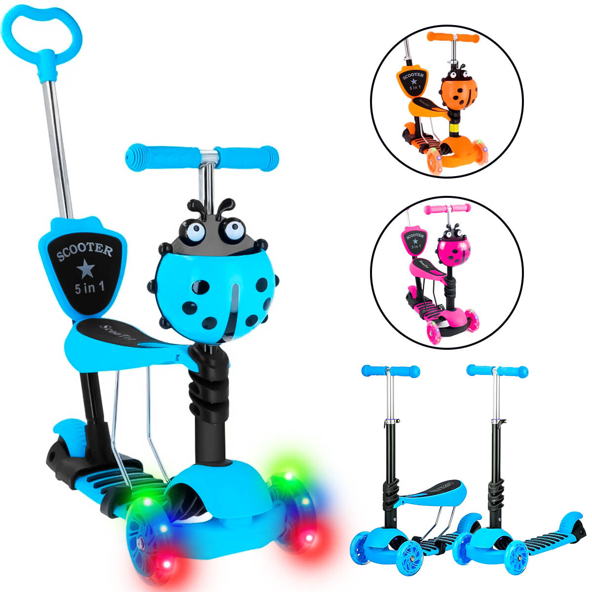 Monopatin Tripatín Buggy Infantil C/ Asiento Y Guía - Azul 