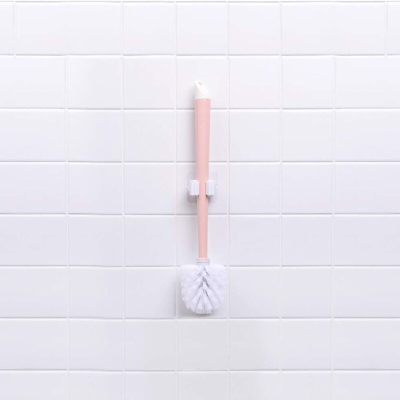 Soporte de pared para escoba autoadhesivo blanco