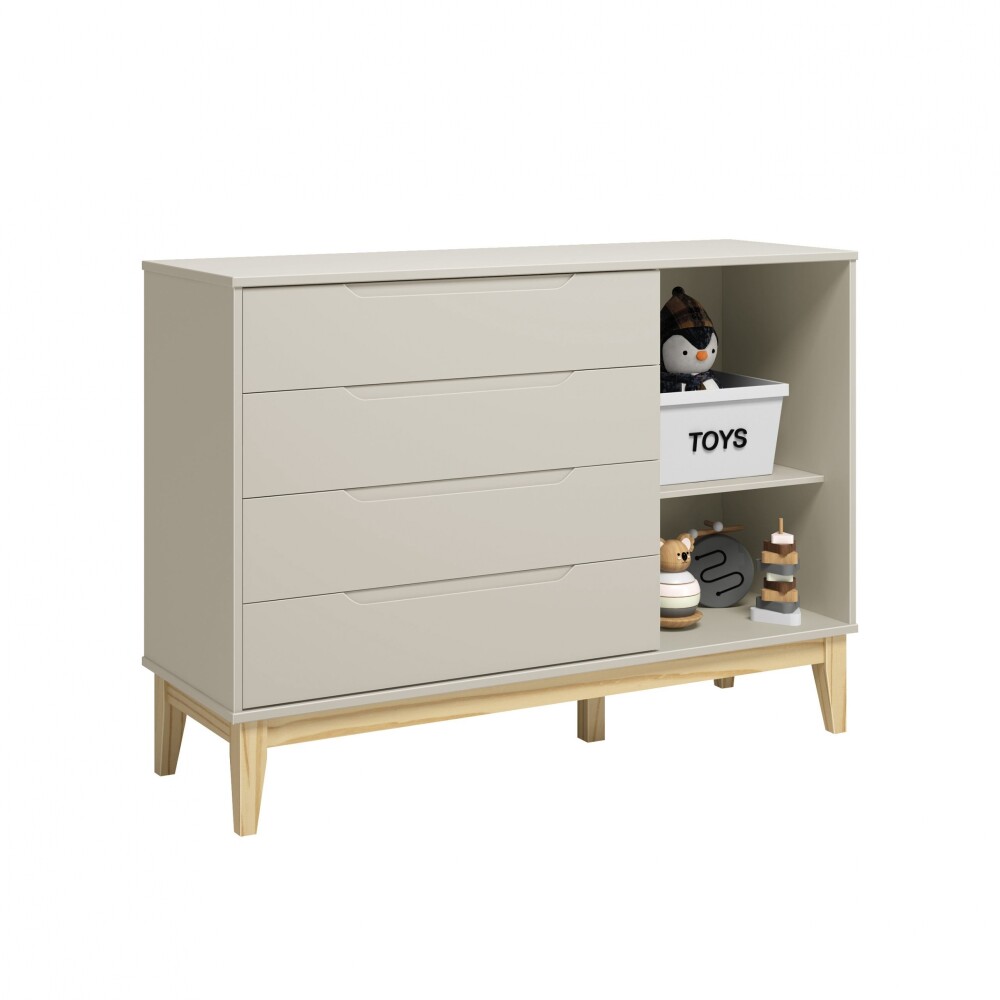 Cómoda 4 Cajones 1 Puerta Infantil - Elfe Arena