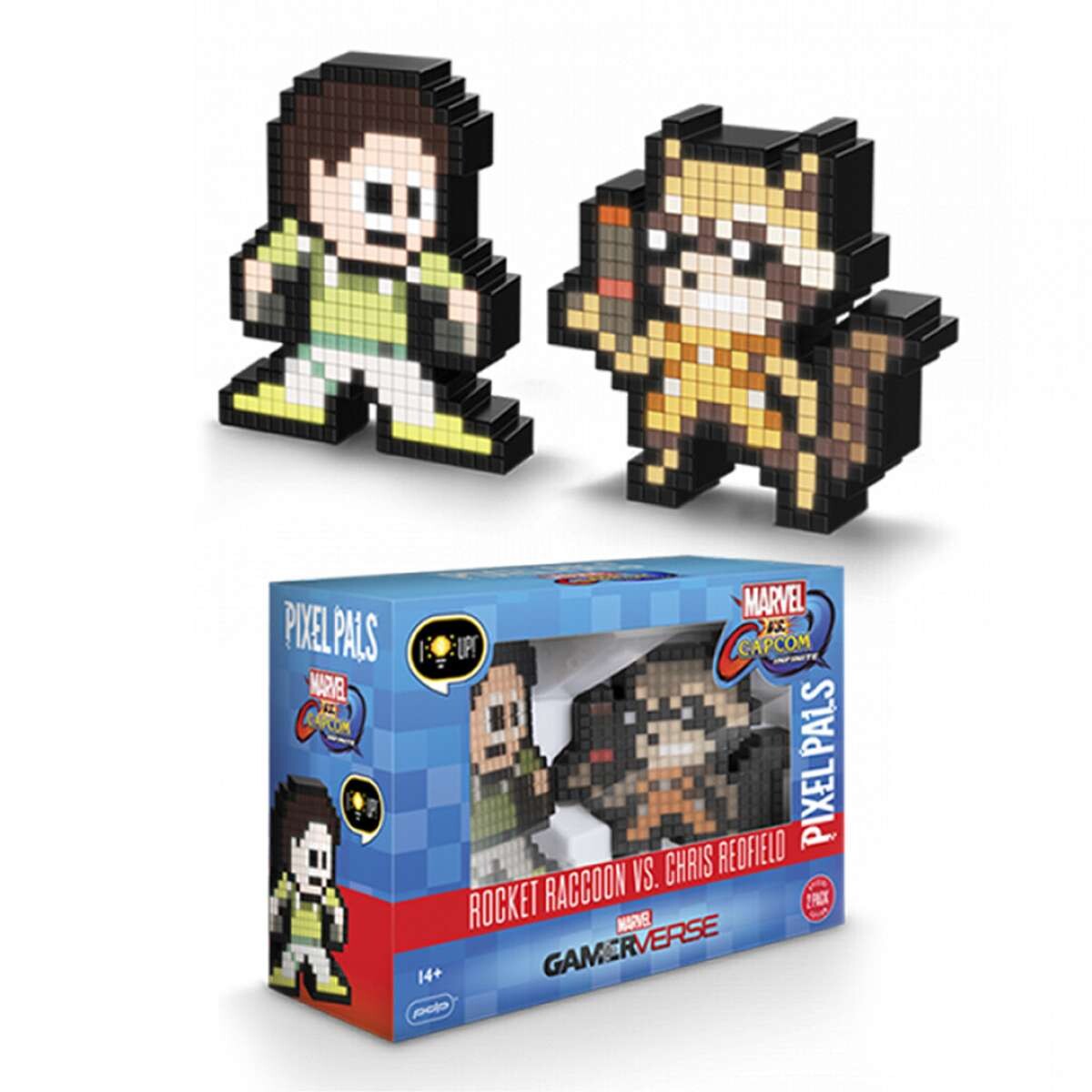 Veladoras Rocket Racoon vs Chris Redfield - Pixel Pals 