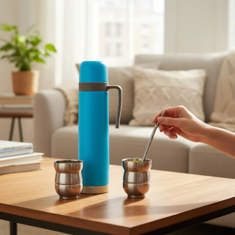 Set Matero Termo 750ml +mate lavable 140ml +bombilla regalo Plateado