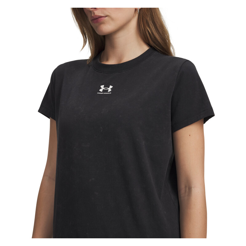 Remera UA Rival Cotton Wash SS Mujer 6013562-001 Negro