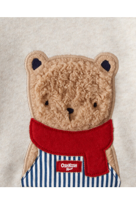 Buzo de algodón con felpa, beige, estampa oso Sin color