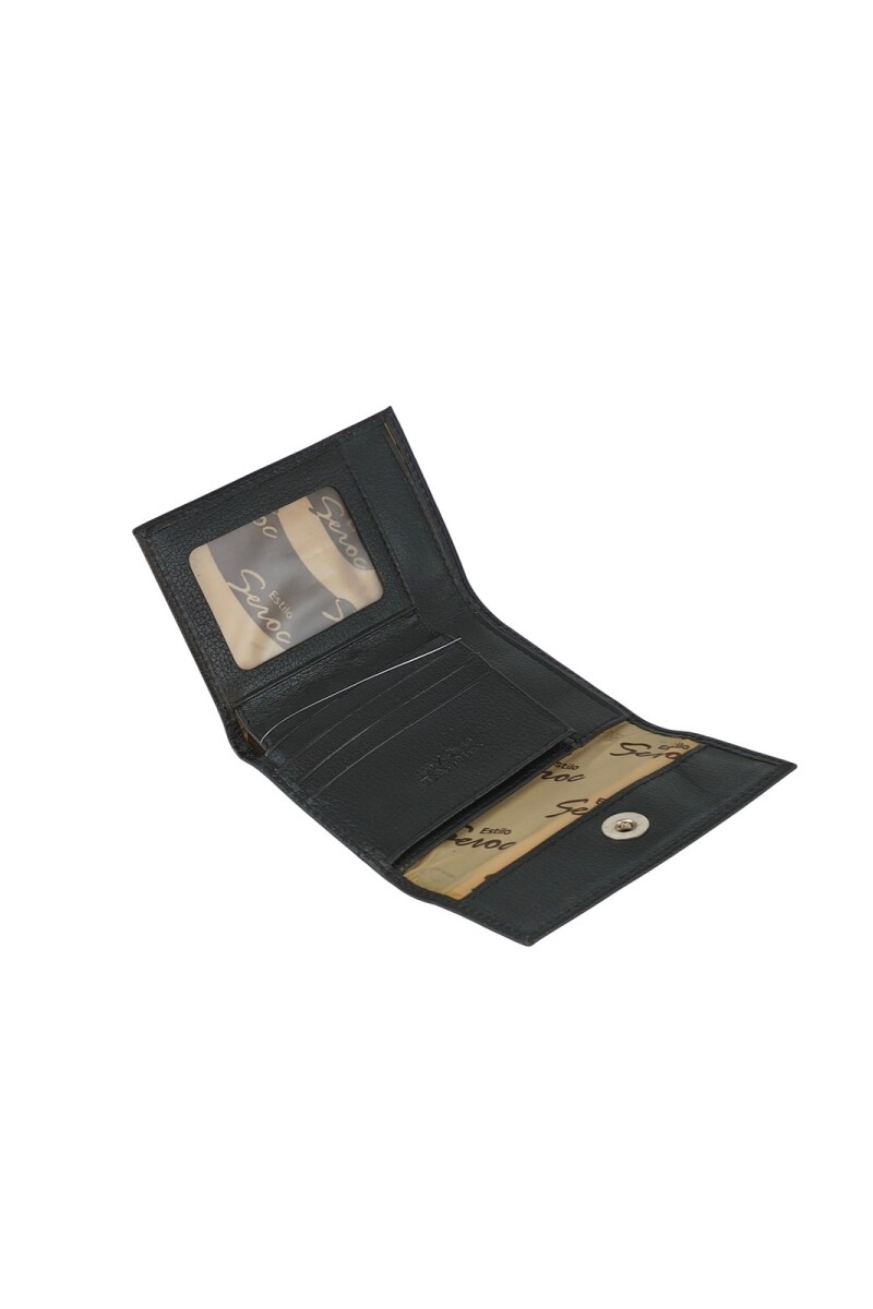 Billetera Compacta de Dama en Cuero Genuino | Cierre Magnético y Lujo Negro