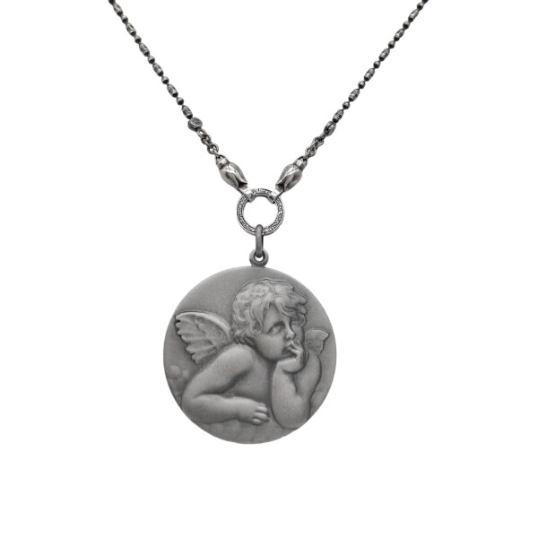 Dije Ángel de la guarda-Plata 925 quemada-Sin Piedra-CP3122 sinpiedra