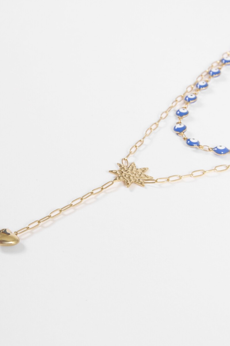 Collar acero ojitos dorado